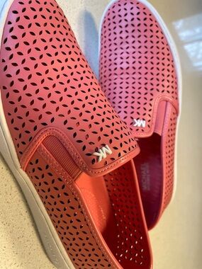Michael Kors Coral Perforated Slip-On Sneakers